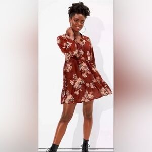 NWT American Eagle Outfitters floral chiffon tiered babydoll dress SMALL